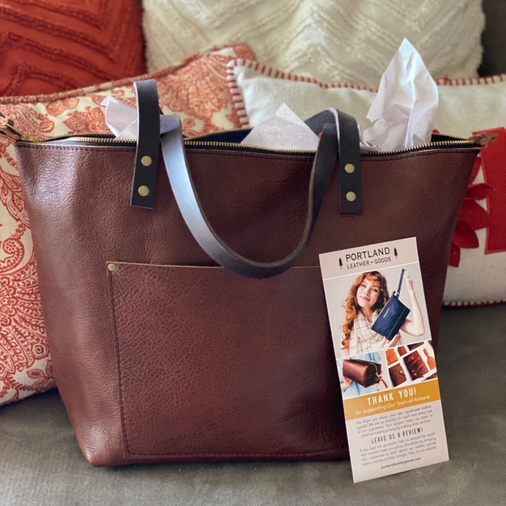 BNIB Portland Leather Large Zipper Tote